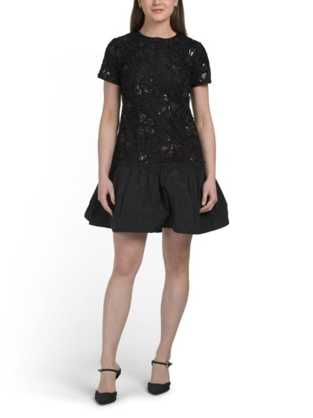KARL LAGERFELD Sequin Drop Waist Mini Dress